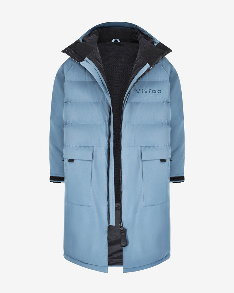 All Weather Puffer Drying Robe Mineral Blue in Studio