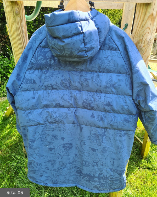 Sample All Weather Puffer Changing Robe - Mid Blue Map of Dreams