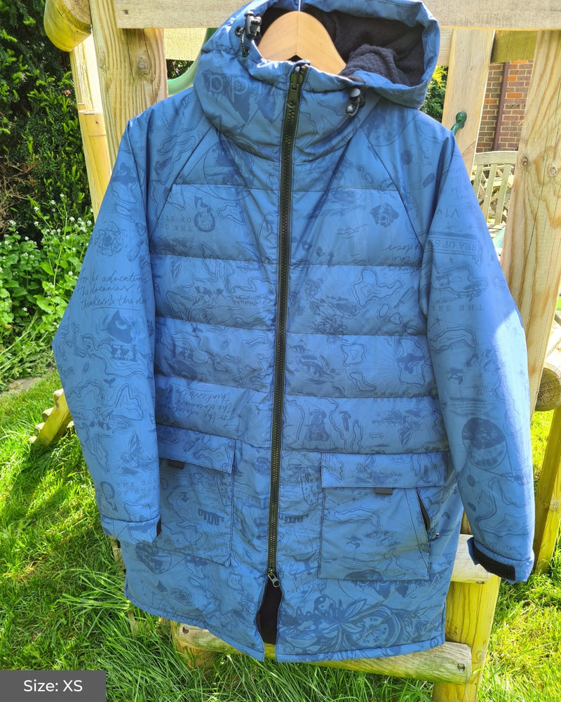 Sample All Weather Puffer Changing Robe - Mid Blue Map of Dreams