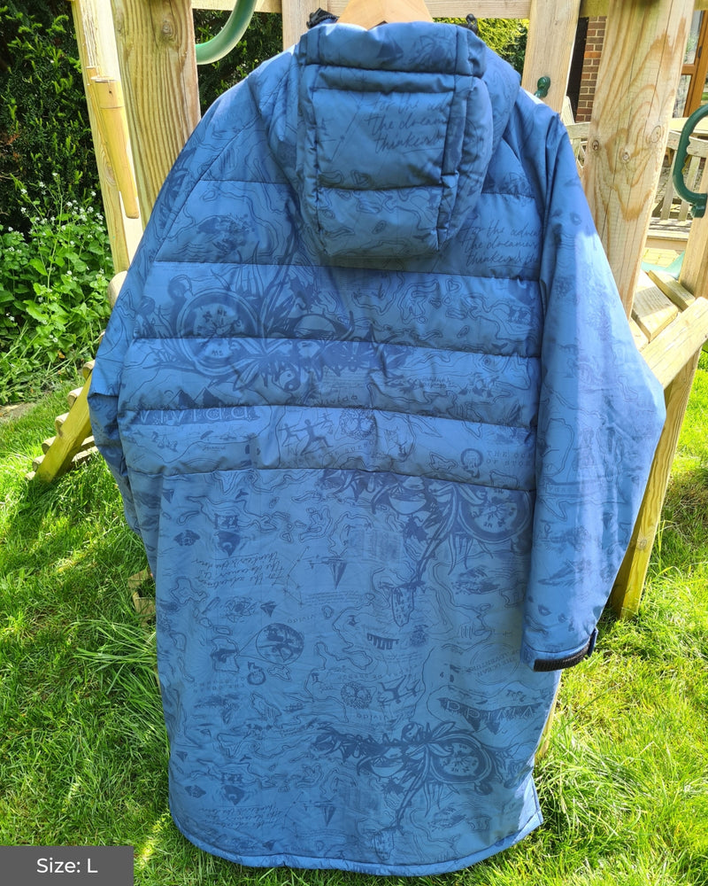 Sample All Weather Puffer Changing Robe - Mid Blue Map of Dreams