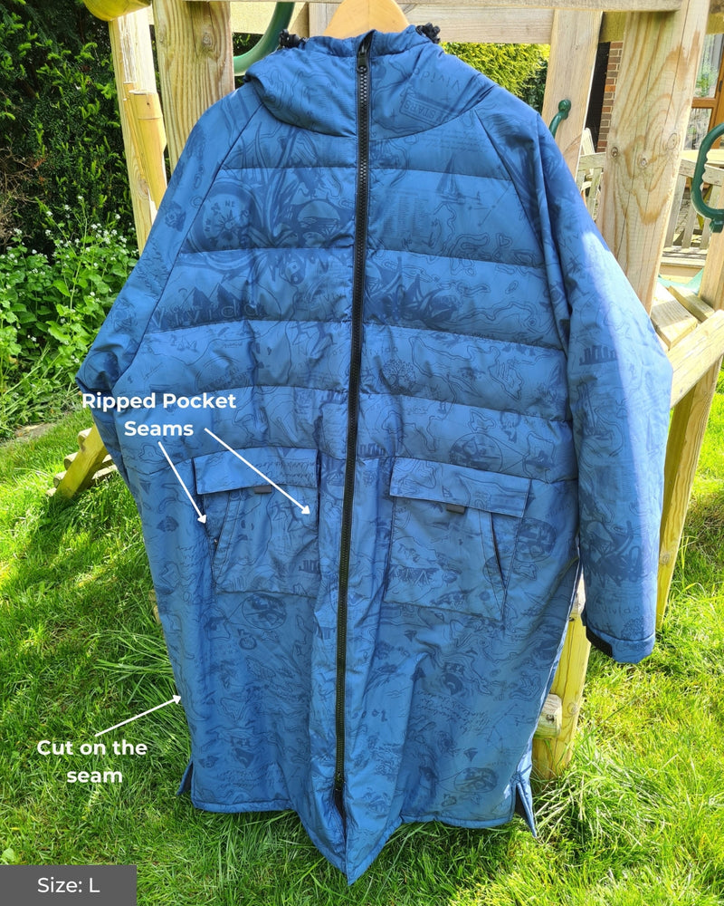 Sample All Weather Puffer Changing Robe - Mid Blue Map of Dreams