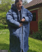 Sample All Weather Puffer Changing Robe - Mid Blue Map of Dreams