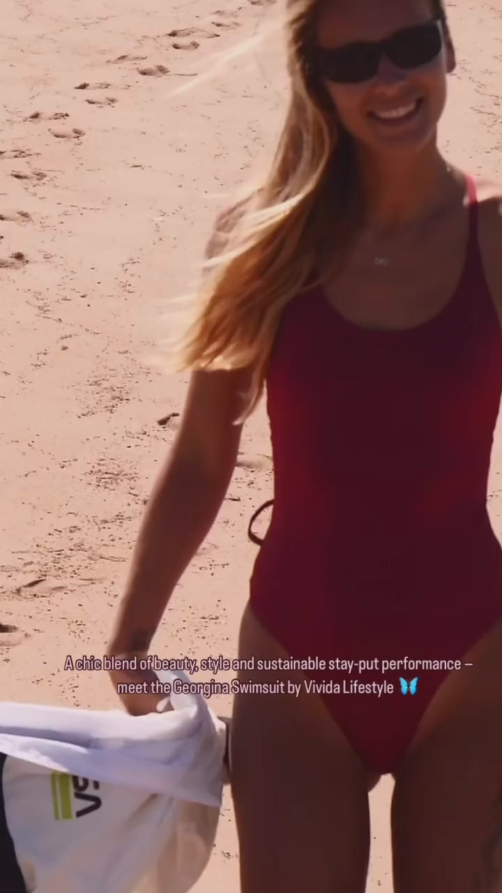 Georgina Red Swimsuit One-Piece Video